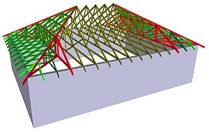 стропильная система четырехскатной вальмовой крыши