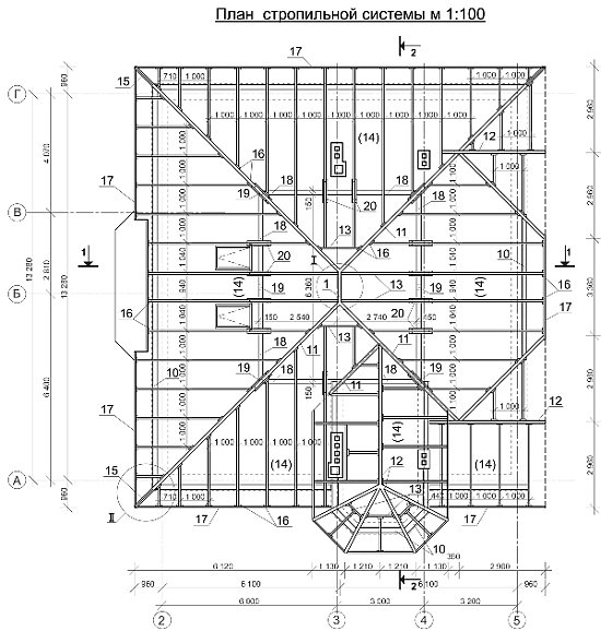 план стропильной системы крыши