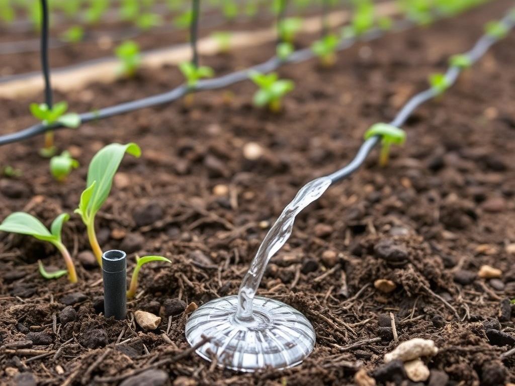 Drip irrigation conserves water.фото