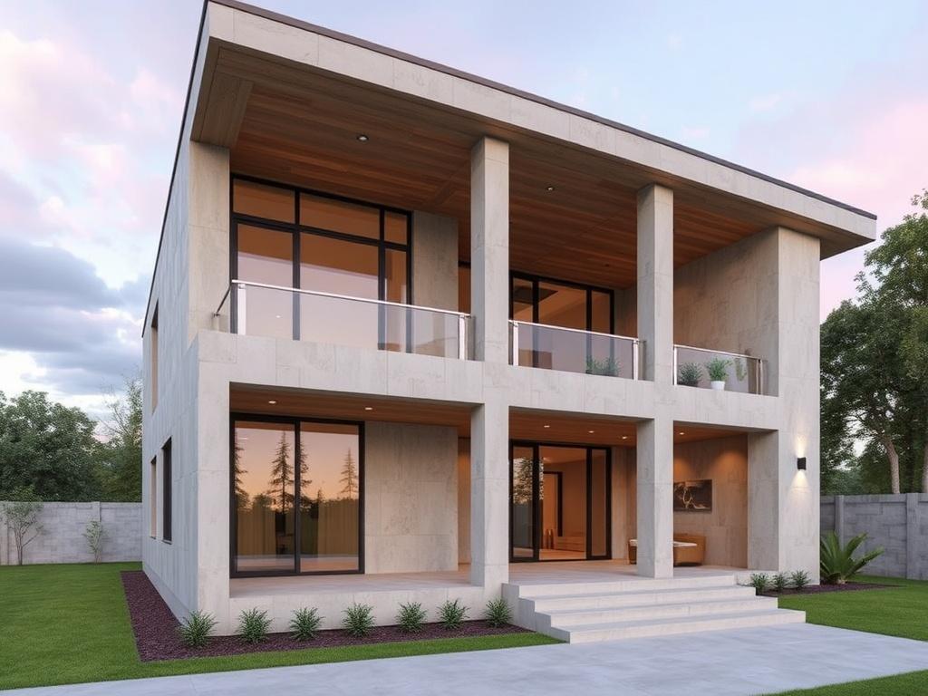 Design of a house made of precast concrete panels Design of a house made of precast concrete panelsфото